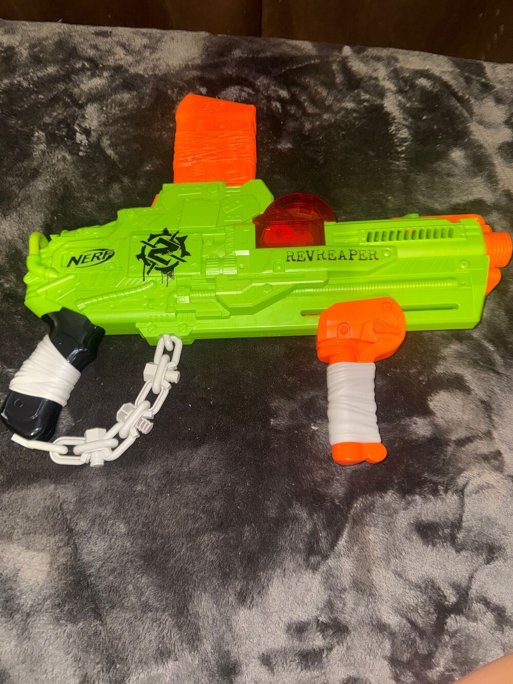 Nerf RevReaper Blaster Green Orange Toy Dart Gun with Clip